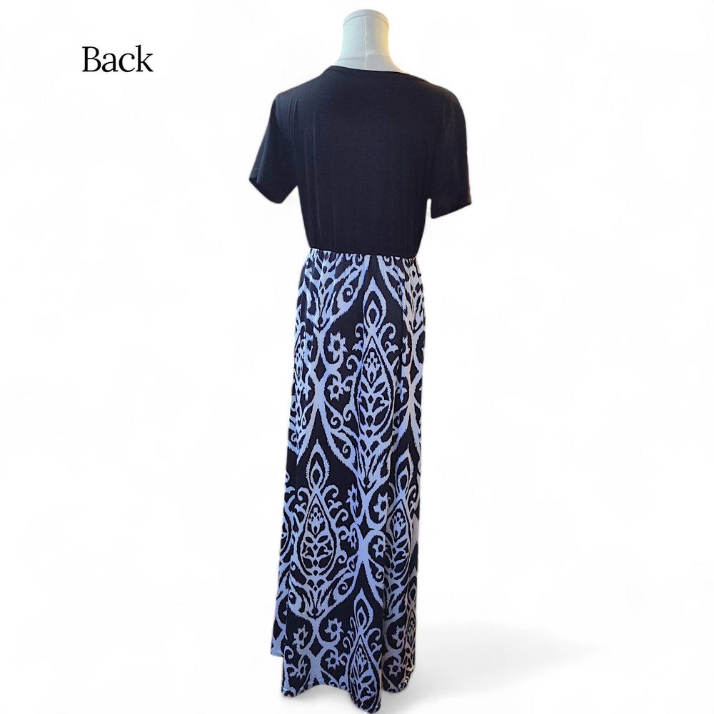 Maxi Dress Black/White Paisley Print Womens Size Large - Picture 5 of 7